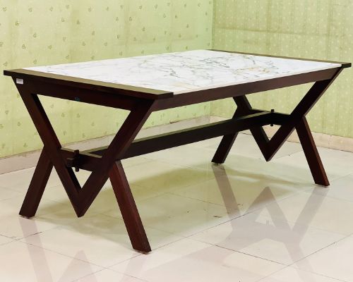 6X3 M Table[Wallnut Colour-Artificial Marble-15]
